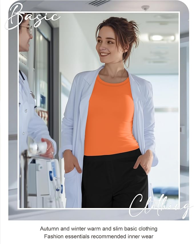 4 Pack Women's Underscrub Shirts Nurse Undershirts Long Sleeve Crewneck Slim Fit Tops Soft Stretchy Basic Tee