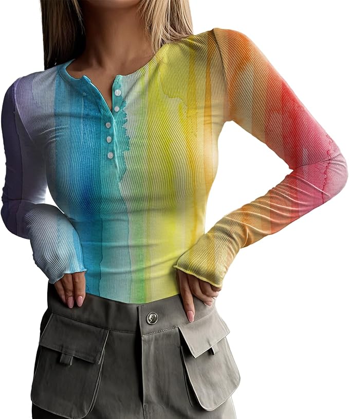 MARSVOVO Fashion Crop Tops for Women Scoop Neck Button Comfy Ribbed Slim Fit Cute Shirts Casual Party Fall Tops