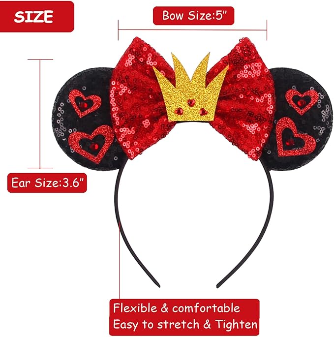 Sequin Mouse Ears Headbands for Women Girls Boys, Glitter Bows Headband for Kids Adults Birthday Party Costume Halloween
