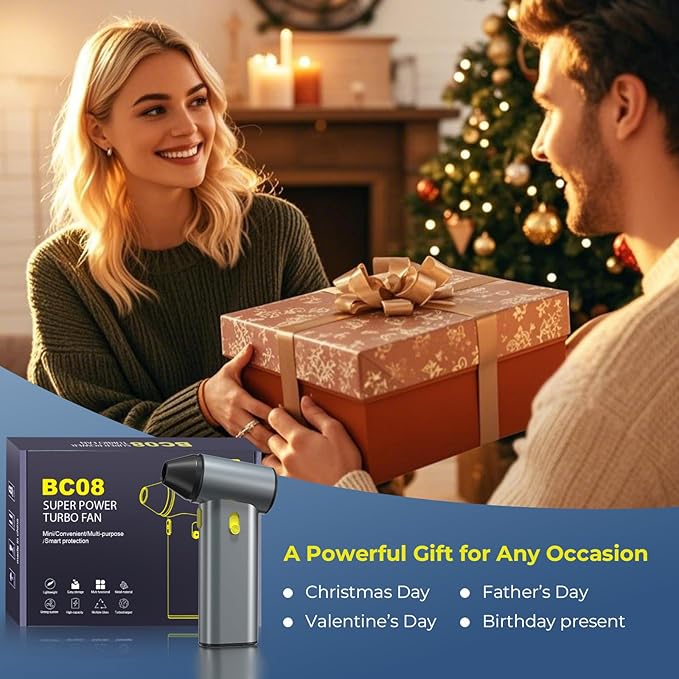 Compressed Air Duster, 130000RPM Brushless Motor, Super Power Air Duster Electric, Aluminum Alloy Body, Dust Blower with Fast Charging for Car, Computer, Keyboard, Outdoors and House