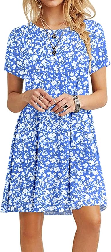 MOLERANI Women's Casual Plain Simple T-Shirt Loose Dress