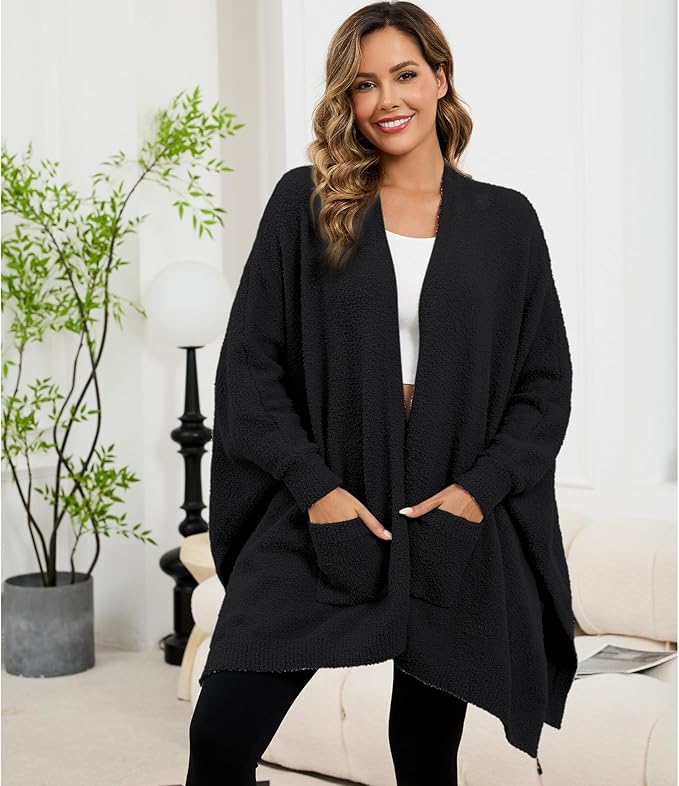 Wearable Blanket Sherpa Poncho Unique Office Work Warm Cozy Shawl TV Throw Blankets, Plush Cape Wrap for Adults