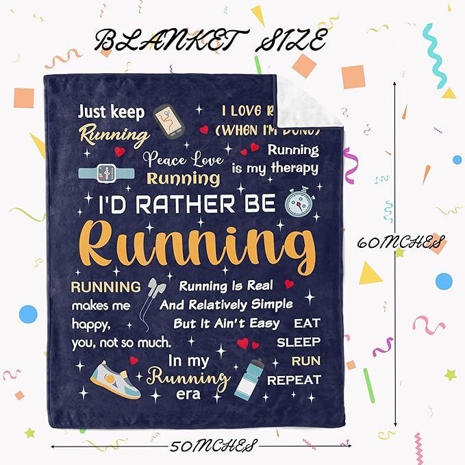 Loxezom Running Gifts for Women/Men, Marathon Gifts for Runners, Running Accessories for Women, Cross Country/Marathon Presents, Track and Field Gift Blanket 50"X60"