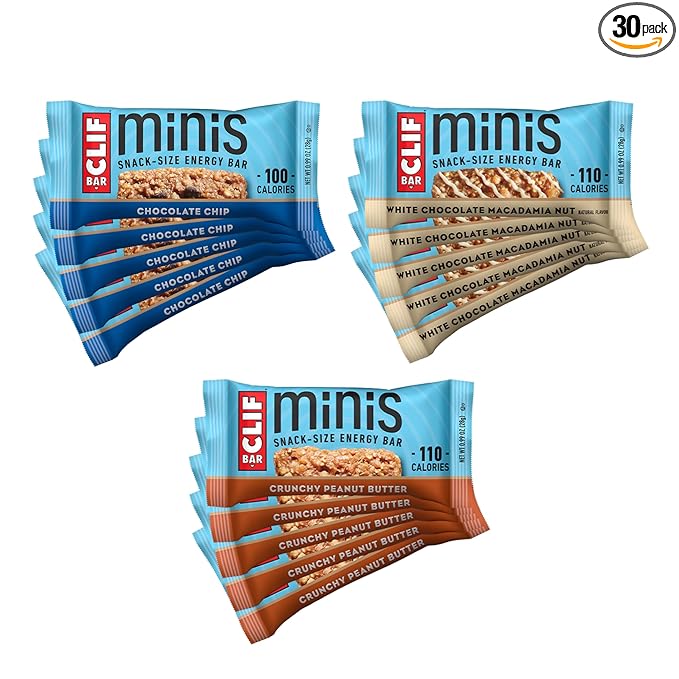 CLIF BAR Minis - Variety Pack - Made with Organic Oats - 4-5g Protein - Non-GMO - Plant Based - Snack-Size Energy Bars - 0.99 oz. (30 Count)