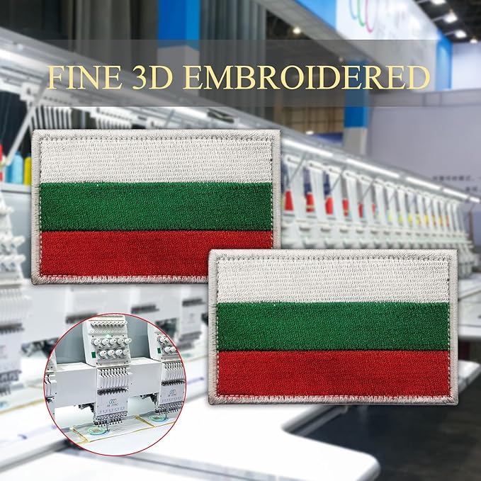 EmWoot 2PCS Bulgaria Flag Patch Embroidered Morale Patch Military Tactical Patches Hook and Loop
