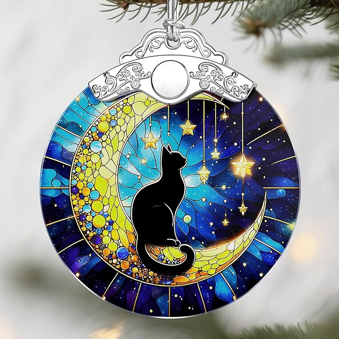 Black Cat Christmas Ornaments: Christmas Tree Ornaments, Holiday Decor Gift, Stocking Stuffers, Gift Ideas, Xmas Gifts & Gifts for Cat Lover