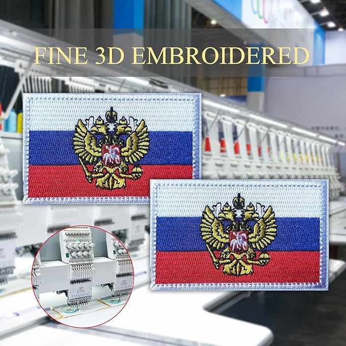 EmWoot 2PCS Russian Flag Emblem Patch Embroidered Morale Patch Military Tactical Patches Hook and Loop(Emblem)