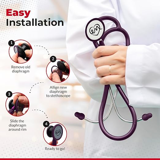 Stethoscope Replacement Part Kit for Littman Stethoscope Classic 3, Cardiology 3 & Cardiology 4 - Fits Classic III, Cardiology III & IV (Plum)