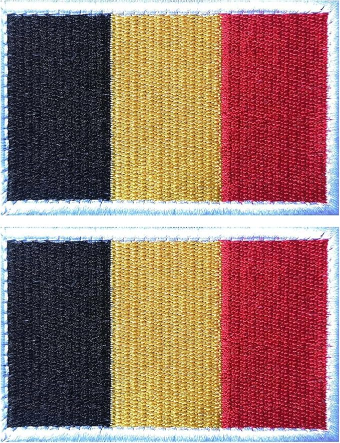 EmWoot 2PCS Belgium Flag Patch Embroidered Morale Patch Military Tactical Patches Hook and Loop