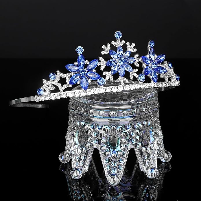 Frozen Elsa Tiaras for Girls Snowflakes Princess Crowns for Girls Sapphire Crystal Tiara and Crown for Women Birthday Girl Crown for Birthday Wedding Pageant Prom Halloween Costume Party
