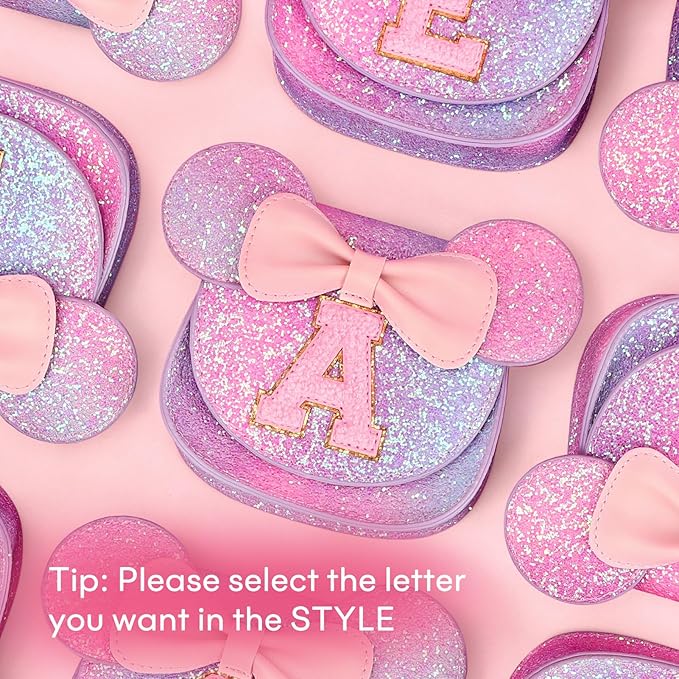 mibasies Toddler Purse Girl Gifts: Girls Birthday Gifts for 3-8 - Toys for Ages 2-4 Girls Mouse Ears Purse, Purple Rainbow, Letter L