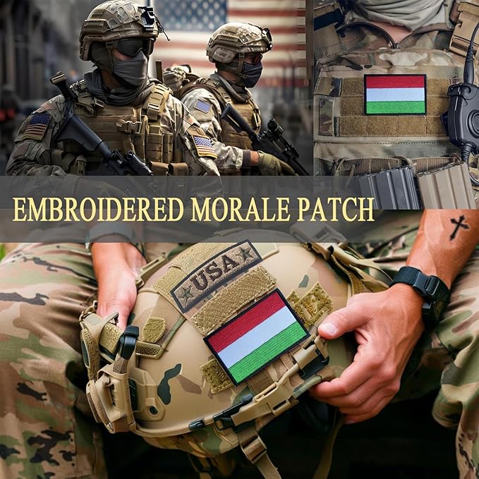 EmWoot 2PCS Hungary Flag Patch Embroidered Morale Patch Military Tactical Patches Hook and Loop