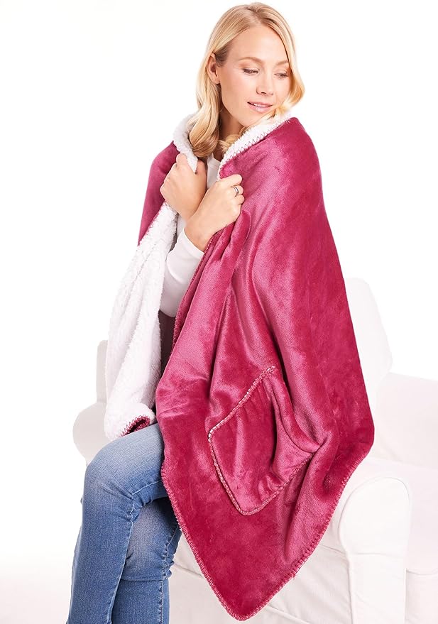 SIGNALS Womens Wearable Throw Blanket Poncho, Blanket Shawl With Pockets