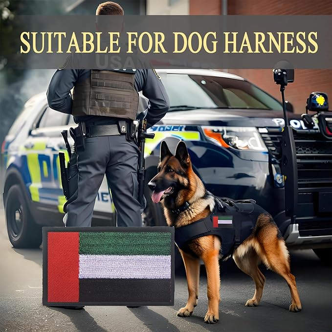 EmWoot 2PCS Arab Emirates Flag Patch Embroidered Morale Patch Military Tactical Patches Hook and Loop(Black Border)