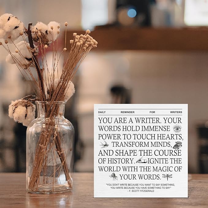 Motivation Writing Gifts for Writer Author Novelist Writing Lover, Writer Gifts for Women Men, Daily Reminder for Writers Wooden Sign for Home Office Desk Decor