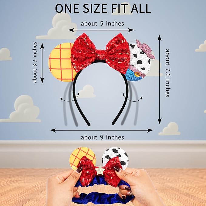 zhezesmila Toy Story Mic Ears Headband Toy Inspired Mouse Ears Scrunchies for Women Hair Accessories Cosplay Party Decorations