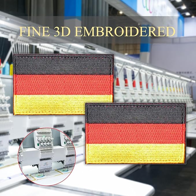EmWoot 2PCS Germany Flag Patch Embroidered Morale Patch Military Tactical Patches Hook and Loop
