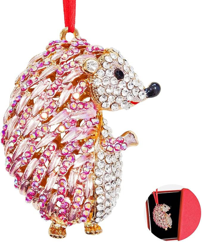 Ushinemi Hedgehog Ornaments for Christmas Tree, Hanging Hedgehog Ornament Xmas Tree Decor, Sparkles Keepsake Gifts for Mom Grandma Women Girls Sisters