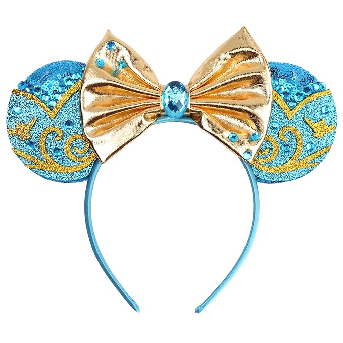 zhezesmila Sparkling Mouse Ears Sequin Bow Ears Headband for Women Dazzling Princess Hair Band Headwear for Princess Costume Theme Birthday Party