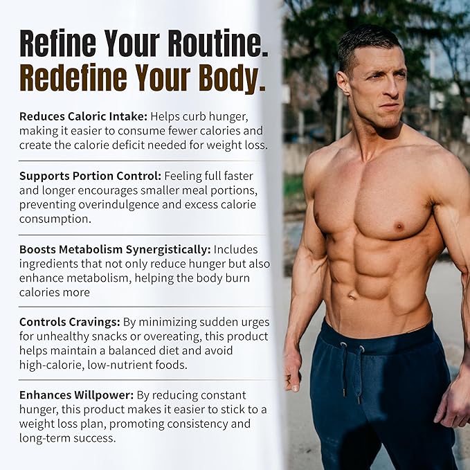 PREMIUM Male Appetite Suppressant - Weight Loss Pills, Fat Burner for Men, GLP-1 Pathway Support - Can Help Sustain Muscle While Burning Fat - Powerful Fat Burning Assistance- 60 Capusles