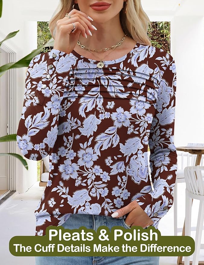 Blouses for Women Dressy Casual Long Sleeve Fall Fashion Tops Trendy Outfits for Work Office Shirts Thicker Clothes