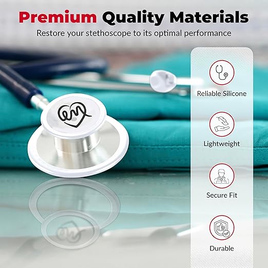 Stethoscope Replacement Part Kit for Littman Stethoscope Classic 3, Cardiology 3 & Cardiology 4 - Fits Classic III, Cardiology III & IV (White)
