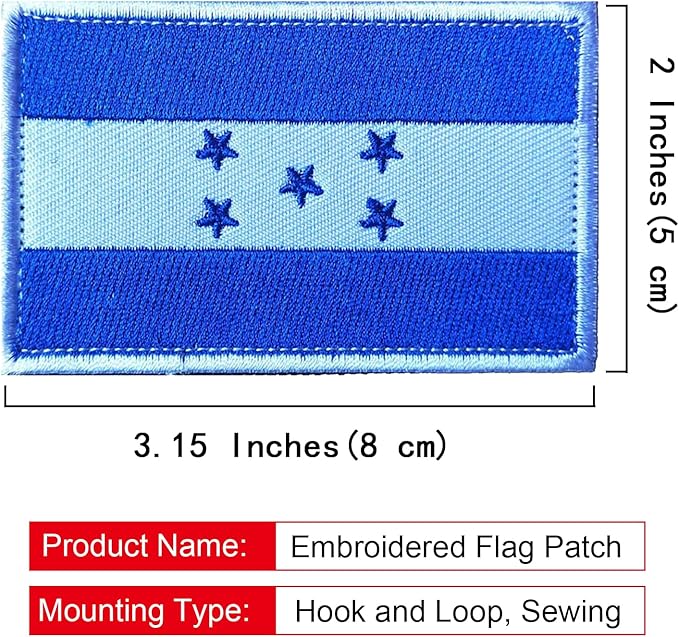 EmWoot 2PCS Honduras Flag Patch Embroidered Morale Patch Military Tactical Patches Hook and Loop