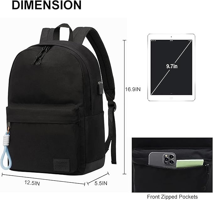 SUPACOOL Casual Laptop Backpack for Men and Women, Backpack for College, USB Charging Port, Lightweight Pack Back