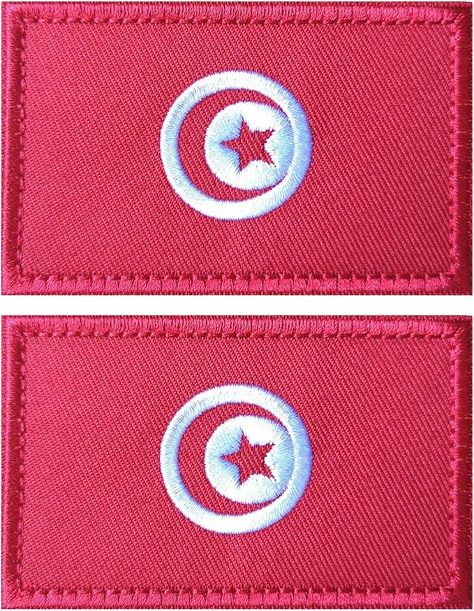 EmWoot 2PCS Tunisia Flag Patch Embroidered Morale Patch Military Tactical Patches Hook and Loop