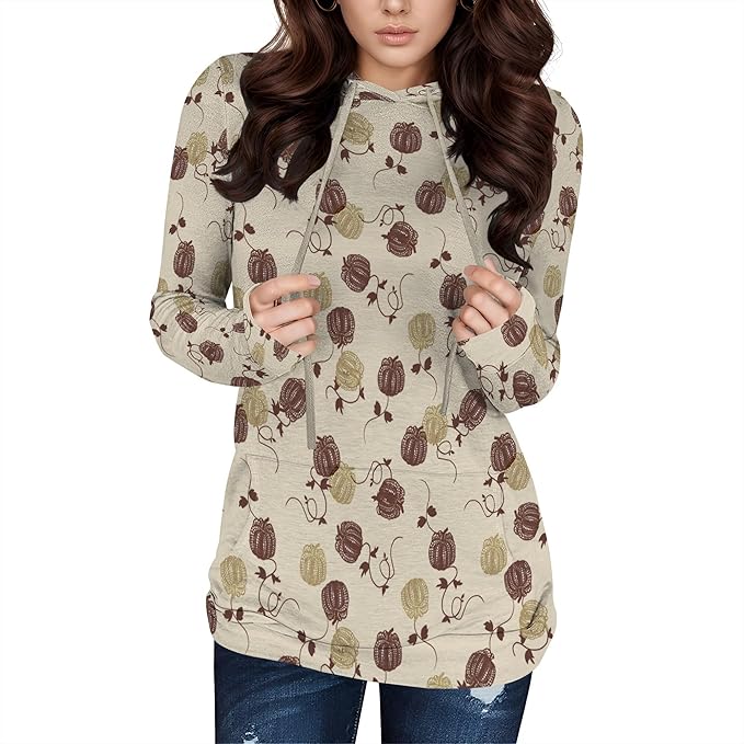 domirica Halloween Hooded Sweatshirt Long Sleeve Pocket Trendy Pumpkin Skull Sweatshirt Halloween Costumes For Holiday Party