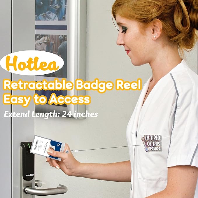 I'm Tired of This Grandpa Badge Reel with Alligator Clip Funny ID Badge Holders Cute RN LPN CNA MA PCT Badge Buddy Healthcare Medical Students Nurse Accessories for Work