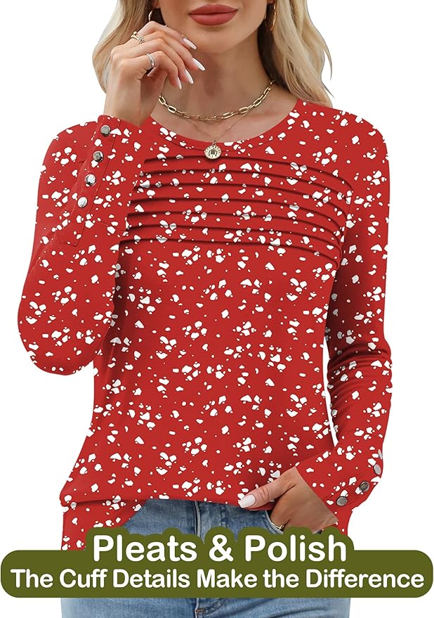 Blouses for Women Dressy Casual Long Sleeve Fall Fashion Tops Trendy Outfits for Work Office Shirts Thicker Clothes