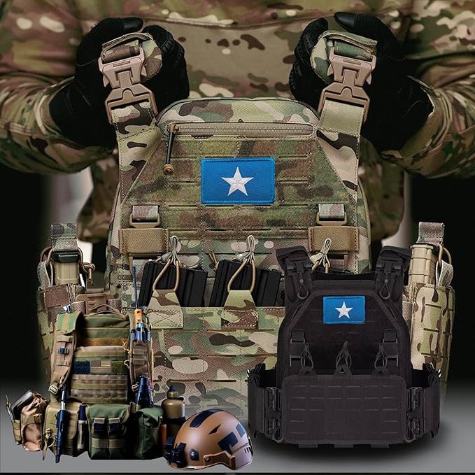 EmWoot 2PCS Somalia Flag Patch Embroidered Morale Patch Military Tactical Patches Hook and Loop