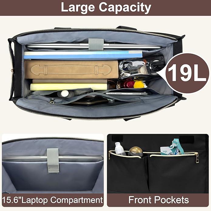 Laptop Bag for Women - 15.6 Inch Tote Work Bag with Compartments Nurse Teacher Bag Large Lightweight Office Handbag