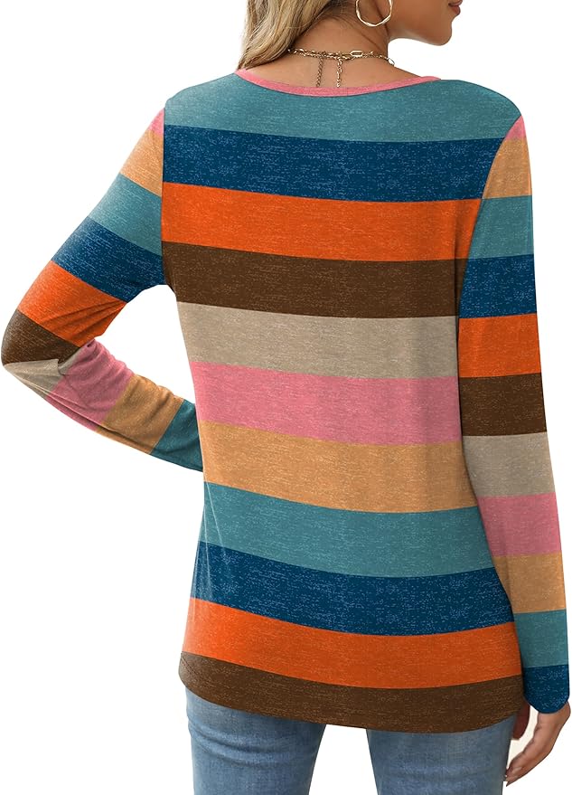 XIEERDUO Long Sleeve Shirts for Women Casual Crew Neck Basic Fall Tops Loose Fit Comfy