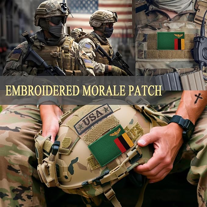 EmWoot 2PCS Zambia Flag Patch Embroidered Morale Patch Military Tactical Patches Hook and Loop