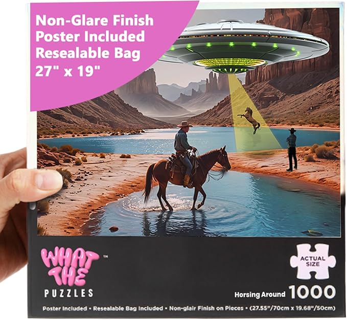 What The Puzzles - Challenging Jigsaw Puzzles 1000 Pieces, Difficult Brain Teaser Puzzles for Adults (Horsing Around)