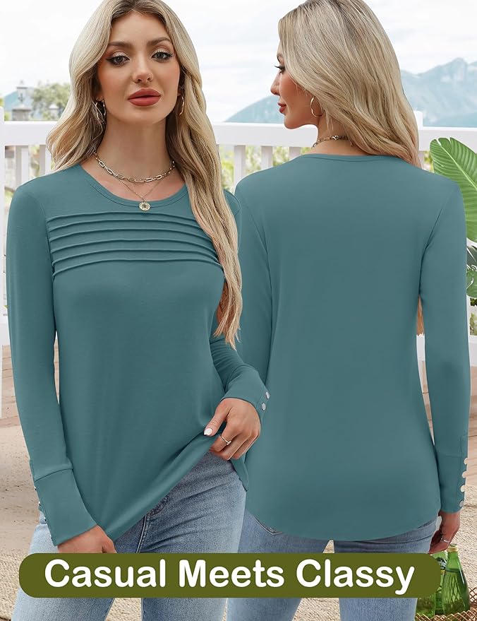 Blouses for Women Dressy Casual Long Sleeve Fall Fashion Tops Trendy Outfits for Work Office Shirts Thicker Clothes