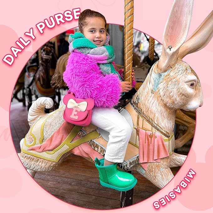 mibasies Toddler Purse Girl Gifts: Girls Birthday Gifts for 3-8 - Toys for Ages 2-4 Girls Mouse Ears Purse, Hot Pink, Letter E