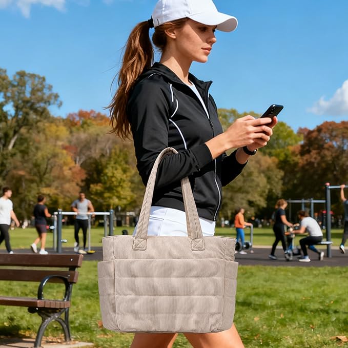 AOCINA Puffer Tote Bag for Women Quilted Work Bag Nurse Bags Women's Shoulder Handbags for Travel Gym Gifts Laptop Purse