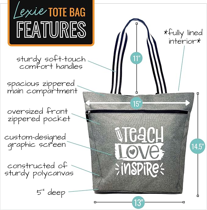 Brooke & Jess Designs Teacher Tote Bag for Work - Teacher Handbag Gifts for Women, Teacher Bag Best Teacher Appreciation Gift