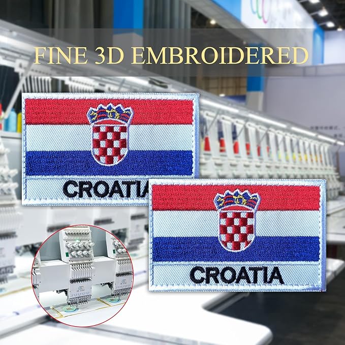 EmWoot 2PCS Croatia Flag Patch Embroidered Morale Patch Military Tactical Patches Hook and Loop