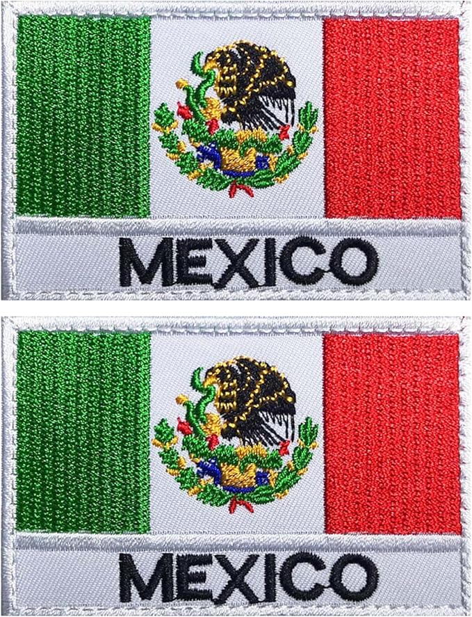 EmWoot 2PCS Mexican Mexico Flag Patch Embroidered Morale Patch Military Tactical Patches Hook and Loop(Mexican 01)