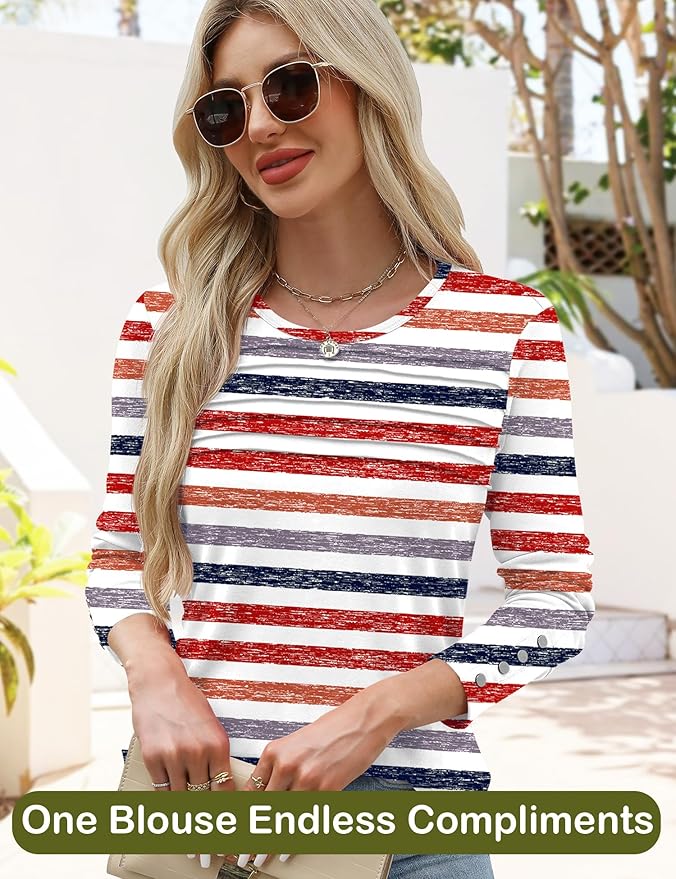 Blouses for Women Dressy Casual Long Sleeve Fall Fashion Tops Trendy Outfits for Work Office Shirts Thicker Clothes