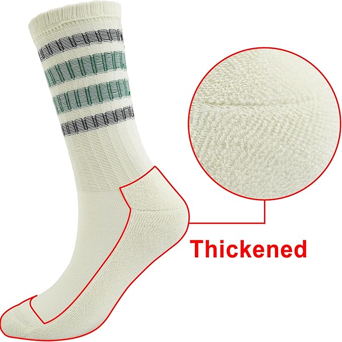 BomKinta Striped Crew Socks Women - Retro Novelty Socks - Stretchy Casual Athletic Cotton Sock Size 5-11