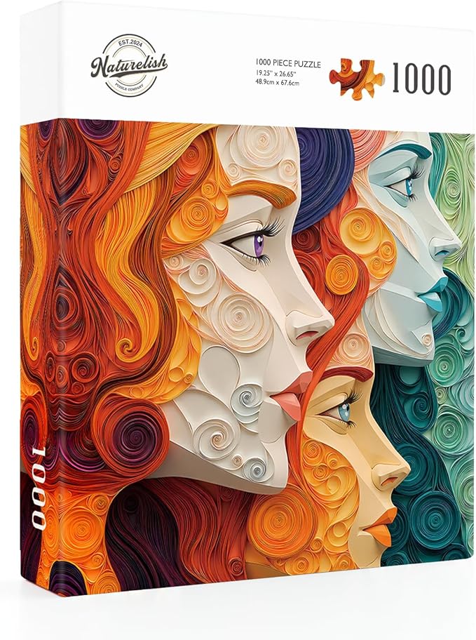 Naturelish Vibrant Female Portrait Jigsaw Puzzles for Adults 1000 Pieces, Difficult Puzzles Perfect for Game Night, Great Gift Idea, Size 26.65 x 19.25 in