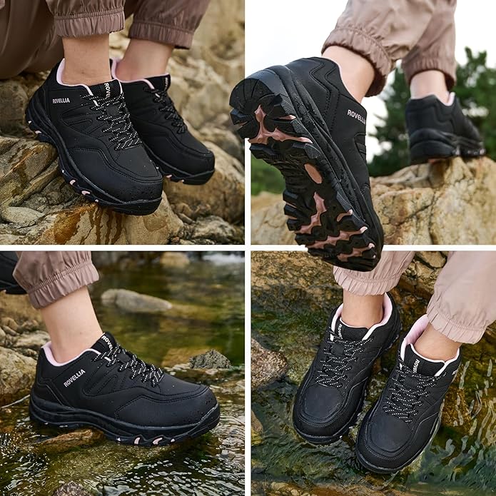 Waterproof Hiking Shoes Women Fashion Sneakers Tennis Walking Shoes Non-Slip Grip Ankle Support, Durable Comfort for Trekking, Trail Running, and Outdoor Adventures