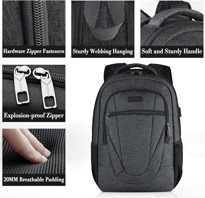 BIKROD 45L Extra Large Travel Laptop Backpack for Men and Women, Carry on Back Pack with USB Charging Port Fit 18.4 IN Laptop, Black, Gift