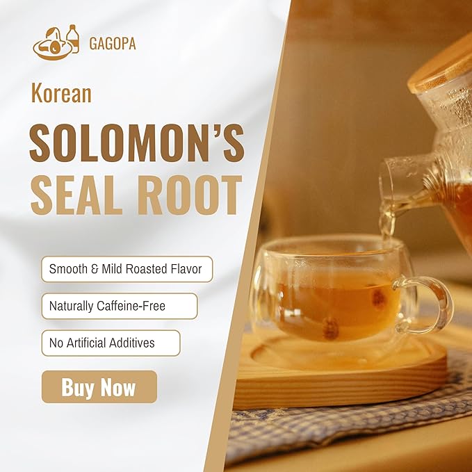 GAGOPA Solomon’s Seal Root Tea – 100% Korean Dried Polygonatum (Donggulrae), Smooth Roasted Flavor, Caffeine-Free Herbal Tea Ingredient, 100g Pack