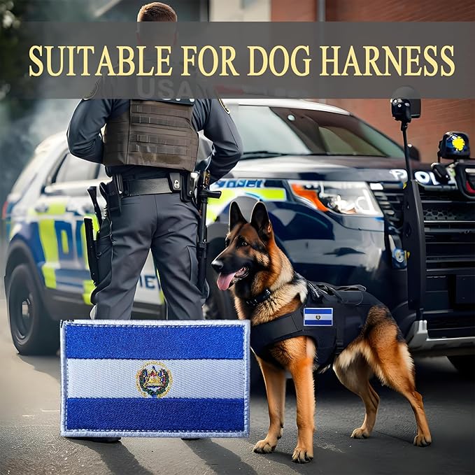 EmWoot 2PCS EI Salvador Flag Patch Embroidered Morale Patch Military Tactical Patches Hook and Loop
